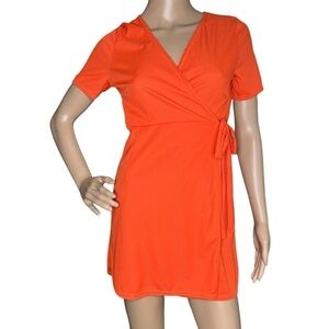 Nasty Gal orange mini wrap dress 8